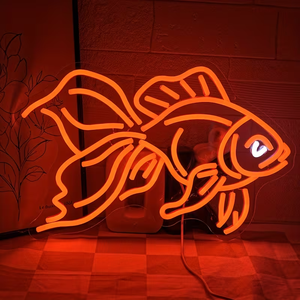 Lampe néon LED Murale en Forme de <span class=keywords><strong>Poisson</strong></span> <span class=keywords><strong>Rouge</strong></span> Mignon, Dimmable, Alimentée par USB, en Silicone, Étanche IP67, Lumière du Jour 5000K, pour Enfants - Product Image 5