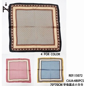 Foulard Quadrato 70x70Cm con Motivo a Puntini e Lettere, Piccolo Fazzoletto Accessorio di Moda - Product Image 1