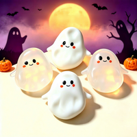 Jouet à presser anti-stress en forme de fantôme d'Halloween, transparent blanc, non-rétractable, rempli d'huile de coco, petit, moulable, en vaseline