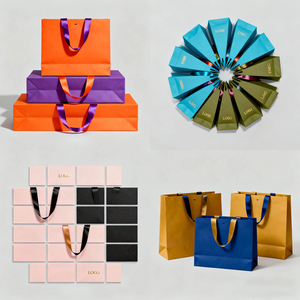Borsa della spesa di carta artistica di lusso con Logo personalizzato con manici a nastro per Boutique, abbigliamento e confezione regalo - Product Image 5