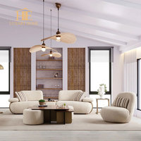 Meubles de salon italiens modernes haut de gamme, ensemble de canapés modulaires en tissu crème avec console centrale à vendre