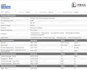 SINOPEC 2100TN00 Grado de película MFR 0,3 Gránulos de LDPE de polietileno crudo virgen Ldpe Gránulos de Ldpe Precio - Product Image 3
