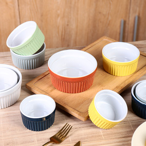 Multisize Gestreepte Soufflé Ramekin Cupcake Bakoven Pudding Kommen Keramische Ramekin - Product Image 2