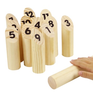 <span class=keywords><strong>Jeu</strong></span> de bowling de pelouse artisanal avec 12 <span class=keywords><strong>quilles</strong></span> en bois <span class=keywords><strong>numérotées</strong></span> – Cadeau idéal pour la famille en plein air, pour la plage, le parc et le camping - Product Image 4