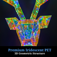 Dekorasi Dinding Kepala Rusa Bercahaya LED Elektrik Holografik Iridescent PET Rusa Gantung Bertenaga USB 160 LED 8 Mode Natal