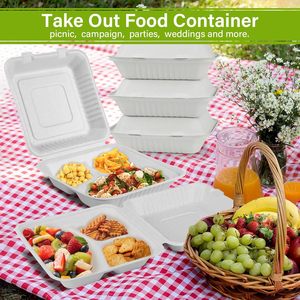 Biodegradable Disposable Cornstarch Lunch Box Clamshell Food <b>Container</b> 32 oz Microwave & Freeze Safe <b>Takeaway</b> Takeout Packaging - Product Image 2