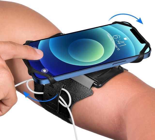 360° Rotatable Running Armband for iPhone 16/15/14/Pro Max/Pro Silicone Phone Wristband for Running Hiking and Cycling.