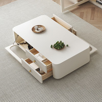 Table basse moderne en bois réglable style bonhomme de neige crème pour salon en appartements de petite taille - Mobilier de maison