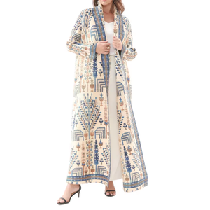 <span class=keywords><strong>2025</strong></span> Cổ Điển Hoa Dài Áo Ăn Mặc Cho Phụ Nữ Thanh Lịch Giản Dị Công Bình Isle Áo Choàng Miyake Phía Trước Crepe Pleated Abaya Cho đi Làm - Product Image 1