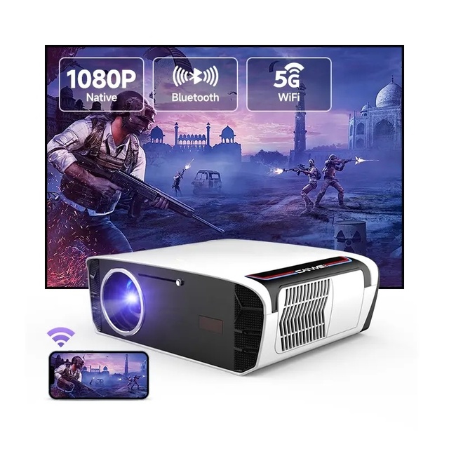 Smart Google Projector 1850 ANSI Android 14 TOF Sensor NFC & 300" Giant Screen Educational 4K UHD Dustproof Portable