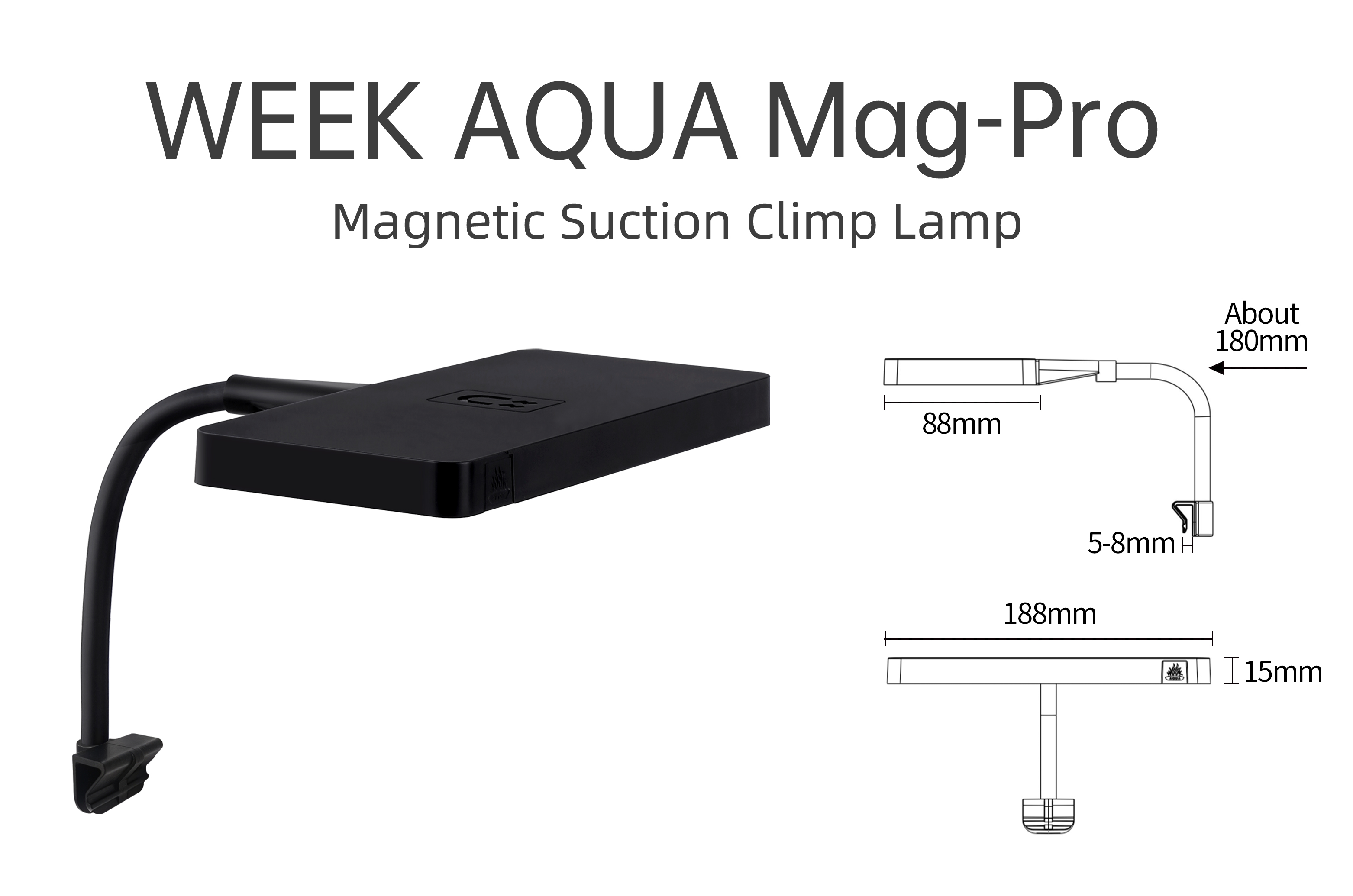 WEEK AQUA Mini 9 Pro Clip-On LED Light for Aquariums - RGB+UV Full