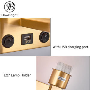 ホテルベッドサイドウォールランプベッドルーム北欧E27LEDウォールランプアメリカの屋内ヘッドボード照明USB充電ポートベッド読書灯 - Product Image 4