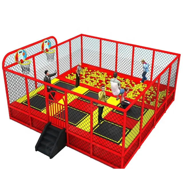 Parco giochi per bambini parco al coperto combinazione di giochi morbidi pozzi di palla esercizio 6ft letto bungee jumping trampolino