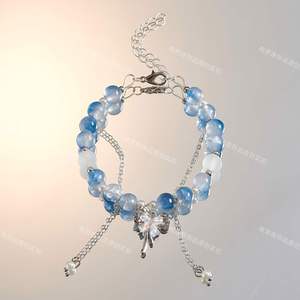Pulsera de cuentas de cristal craquelado con diseño de gato Sweet Fantasy Popcorn, joyería de cuentas para mujer, pulseras de cristal, brazaletes para niñas - Product Image 1