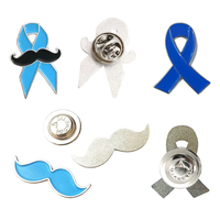 Usine Personnalisé PROSTATE CANCER SENSIBILISATION Métal Pin Bleu Moustache Émail Badge Mâle Santé Promos Charité Souvenir Cadeau En Gros