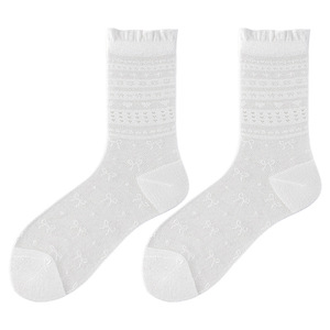2026 Spring/Summer New Style Mesh Breathable Mid-Calf <b>Socks</b> for Women, Made of Mulberry <b>Silk</b> and Viscose with Subtle Texture - Product Image 5