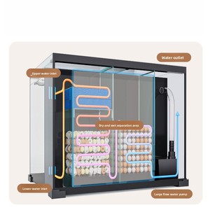 Filtre arrière ultra-blanc YEE pour aquarium, filtre intégré en verre Jinjing, séparation humide/sèche, pompe silencieuse, lumière LED bleue et blanche - Product Image 5