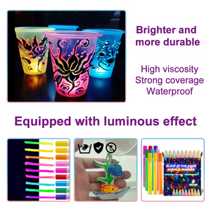 Huỳnh quang màu sắc có thể giặt textil trong bóng tối mực phát sáng vào ban đêm cho da Acrylic Bút Đánh Dấu - Product Image 5
