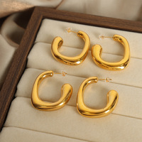 Minimaliste 316L Acier Inoxydable Métal Haute Qualité Insolite Boucles D'oreilles Or 18K PVD Plaqué Antirouille Bijoux De Mode