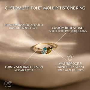 Anillo <span class=keywords><strong>de</strong></span> Piedra <span class=keywords><strong>de</strong></span> Nacimiento Personalizado, Anillo <span class=keywords><strong>de</strong></span> Acero Inoxidable Impermeable con Doble Gema, Joyería <span class=keywords><strong>de</strong></span> Promesa Personalizada para Mujer, Regalo - Product Image 1