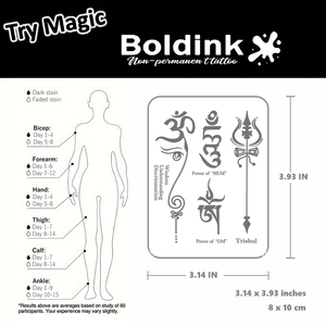 Tatuaje Temporal de Tinta Jagua con Símbolo <span class=keywords><strong>OM</strong></span> Trishul Realista Personalizado de Boldink, Resistente al Agua y de Larga Duración (2 Semanas) - Product Image 4