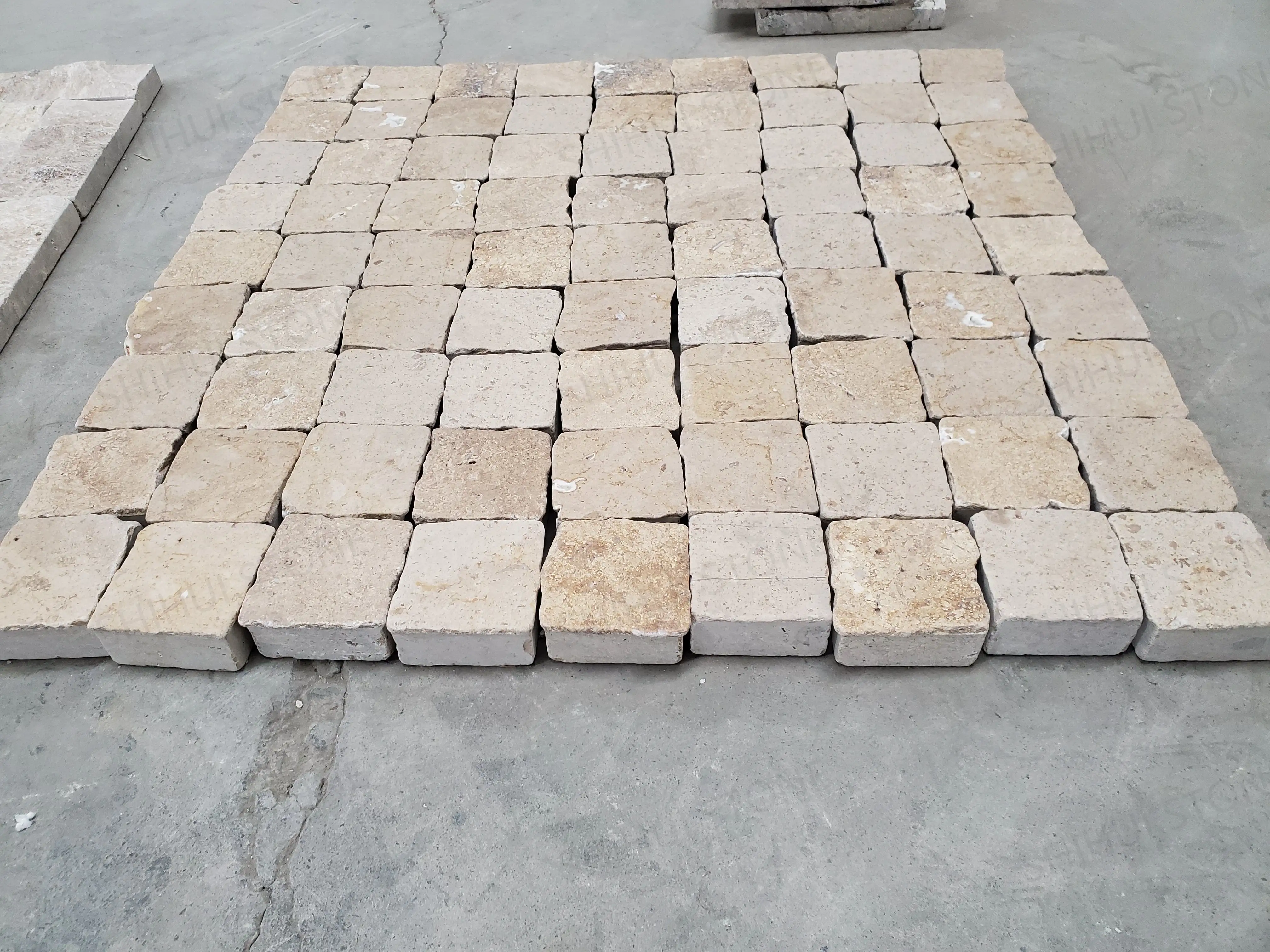 SHIHUI Wholesale Henan Travertine Natural Marble Cut-to-Size Tile Villa Antique Travertine Natural Cobblestone-Traditional