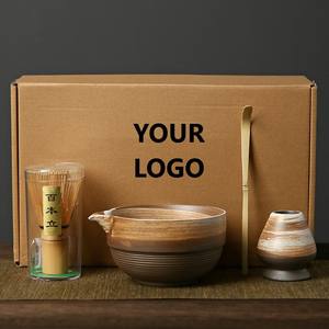 Ensemble de 4 bols à matcha en céramique japonaise de haute qualité, boîte cadeau OEM, poterie noire, ensemble de bols à matcha en céramique pour le thé - Product Image 2