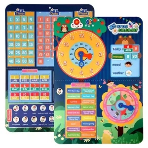 Kids Calendar Time Month Date Day Season Weather Busy Book Learning Chart Board for Boys Girls Home School