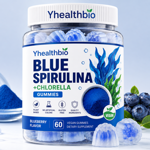 Vegane Blaue Spirulina <span class=keywords><strong>Chlorella</strong></span> Gummibärchen mit Blaubeergeschmack Nahrungsergänzungsmittel Kaubare Gummibonbons für den Täglichen Gebrauch - Product Image 1
