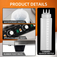 Machine de distribution de sauce au fromage et au chocolat pour snacks, chauffe-sauce commercial à 4 bouteilles avec contrôle de température