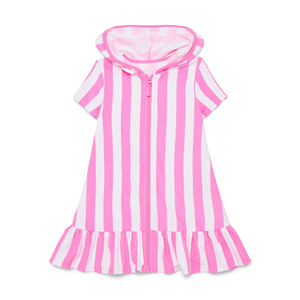 Robe de plage rayée colorée pour enfants, tenue décontractée à volants pour petites filles, vêtements d'été personnalisés - Product Image 5