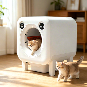 ห้องน้ำแมวอัตโนมัติแบบ OEM รูปทรงวงรี ดีไซน์เปิดโล่ง ป้องกันฝุ่น ผลิตจากพลาสติก ABS ทนทาน อุปกรณ์สำหรับสัตว์เลี้ยง - Product Image 1
