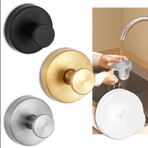 2 pz/set in acciaio inox aspirapolvere <span class=keywords><strong>ventosa</strong></span> ganci rimovibili bagno in metallo portasciugamani per la doccia - Product Image 2
