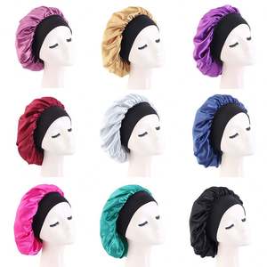 Beauty Lady Black Elastic Night Sleep Hat Gorra para la pérdida de cabello Mujeres Banda ancha Mancha Maquillaje Gorro para el cabello - Product Image 3