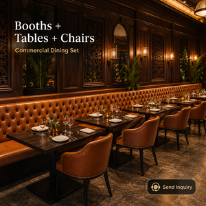 Set di Tavoli e Divani Moderni per Hotel, Ristoranti, Nightclub e Bar, Sedute a <span class=keywords><strong>Panca</strong></span> in Legno Massello - Product Image 4