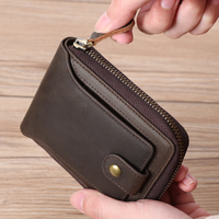 Dompet Kartu Lipat Pendek Pria Kulit Asli Berkualitas Tinggi Desain Vintage Laris Manis Anti RFID