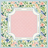 Tapis de Mahjong Fonctionnel à Motifs Floraux d'Oiseaux Tropicaux, Antidérapant en Caoutchouc, Bordure en Feuille de Palmier, pour Jeu de Mahjong Gauche-Droite