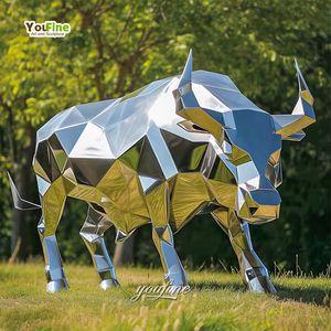 Estatuas <span class=keywords><strong>de</strong></span> toro <span class=keywords><strong>de</strong></span> <span class=keywords><strong>acero</strong></span> inoxidable <span class=keywords><strong>de</strong></span> metal con diseño <span class=keywords><strong>de</strong></span> arte abstracto <span class=keywords><strong>de</strong></span> gama alta - Product Image 2
