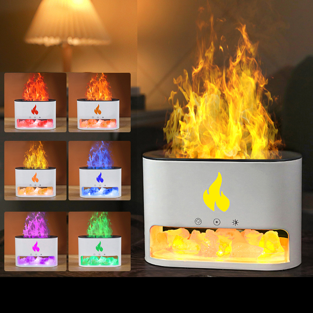 New Design Portable Marble Volcano Aroma Oil Air Diffuser With Flame Effect