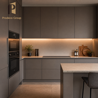 Ensemble de meubles de cuisine modernes complets pour projet de maison laquée grise – Armoires de cuisine