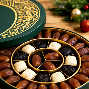 Özel Logo Tasarımlı Lüks Ramazan Hediye Seti Kutusu <span class=keywords><strong>Premium</strong></span> Hurma Çikolata Hediye Paketi Yuvarlak Kutu - Product Image 2