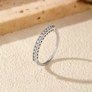 Anillo de serpiente abierto ajustable de plata de ley S925 con circonita de dos colores, anillo minimalista apilable para mujer, regalo de joyería diaria - Product Image 4