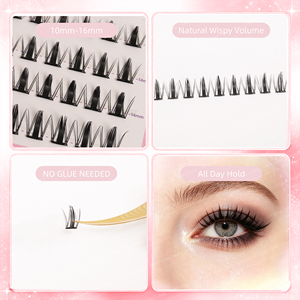 Salon Quality at Home Wispy Volume DIY Cluster <b>Lashes</b> Pre Glued Transparent Band for Dramatic Eye Everyday Look - Product Image 3
