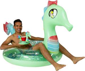 ห่วงยางรูปม้าน้ำวิบวับ ทำจาก PVC สำหรับผู้ใหญ่ ขนาดใหญ่ นั่งได้ - Product Image 5