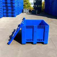 Grands conteneurs en plastique HDPE robustes empilables avec roues, boîtes de stockage logistique, industrie agricole, capacité de 600 L