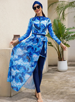 Nouveauté 4 pièces Burkini Femme Manches longues Couverture intégrale Maillot de bain musulman Maillot de bain Burkini Ensemble Couverture intégrale Maillot de bain