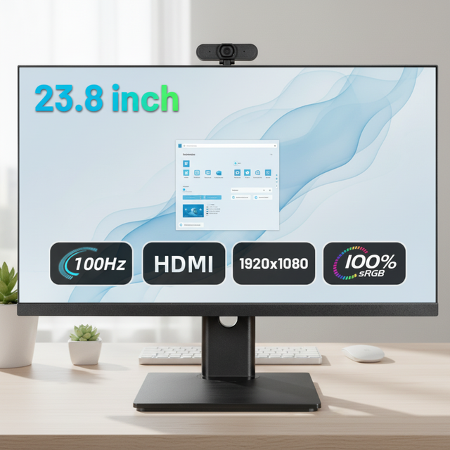 Rebekah 24 Inch 100Hz IPS Monitor 1080P FHD Desktop Screen PC Display Support Mini PC Back Mount and Video