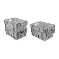 Caisse de rangement en plastique robuste, empilable et emboîtable JOIN, couleur gris, pour entrepôt et logistique