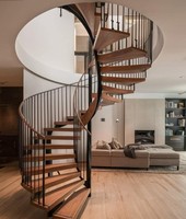 Escaliers en colimaçon en bois massif Prima Home échelles rotatives haut de gamme et élégantes pour salons de villa