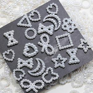 ลูกปัดกลวงรูปหัวใจแบนทำด้วยมือใหม่50กรัมลูกปัดมุกเรซิ่นสำหรับตกแต่งเล็บมีเสน่ห์อุปกรณ์ตกแต่งเล็บ - Product Image 1